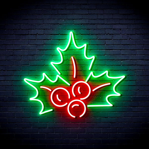 ADVPRO Christmas Holly Leaves Ultra-Bright LED Neon Sign fnu0090 - Green & Red