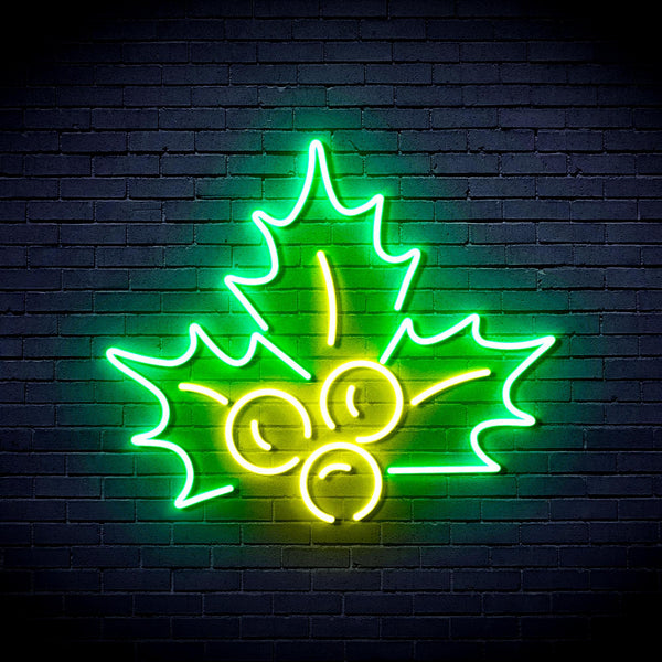 ADVPRO Christmas Holly Leaves Ultra-Bright LED Neon Sign fnu0090 - Green & Yellow