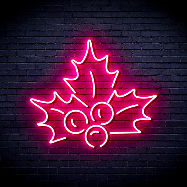 ADVPRO Christmas Holly Leaves Ultra-Bright LED Neon Sign fnu0090 - Pink