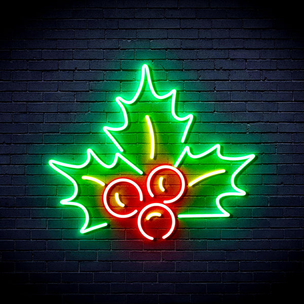 ADVPRO Christmas Holly Leaves Ultra-Bright LED Neon Sign fnu0090 - Multi-Color 8