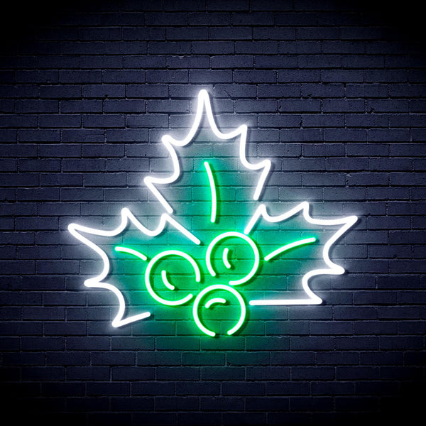ADVPRO Christmas Holly Leaves Ultra-Bright LED Neon Sign fnu0090 - White & Green
