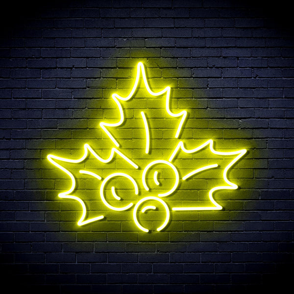 ADVPRO Christmas Holly Leaves Ultra-Bright LED Neon Sign fnu0090 - Yellow