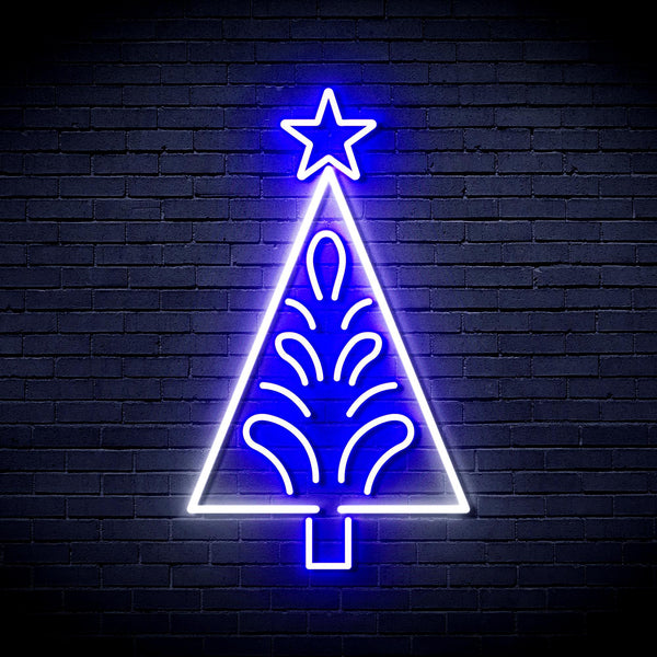 ADVPRO Christmas Tree Ultra-Bright LED Neon Sign fnu0092 - White & Blue