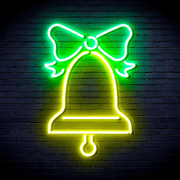 ADVPRO Christmas Bell with Ribbon Ultra-Bright LED Neon Sign fnu0094 - Green & Yellow