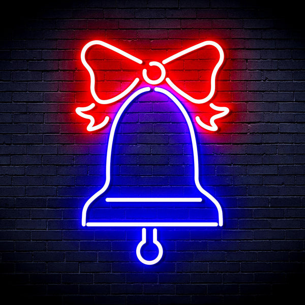 ADVPRO Christmas Bell with Ribbon Ultra-Bright LED Neon Sign fnu0094 - Red & Blue