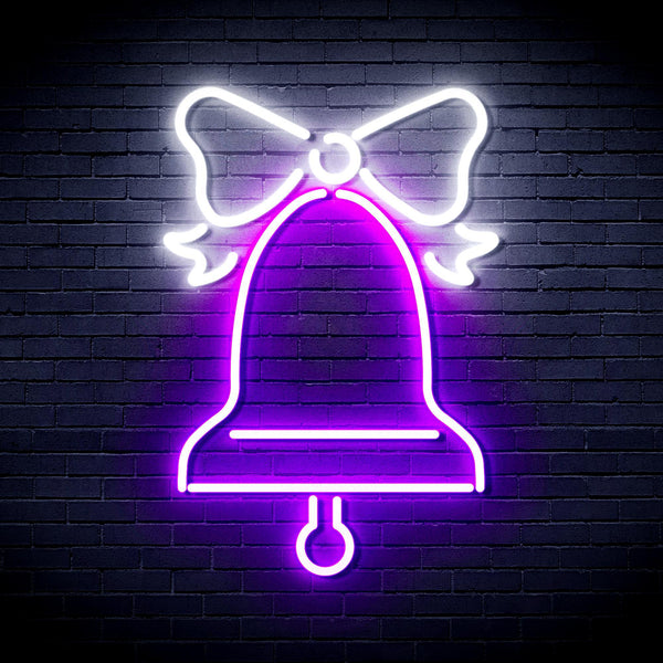 ADVPRO Christmas Bell with Ribbon Ultra-Bright LED Neon Sign fnu0094 - White & Purple