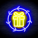 ADVPRO Christmas Present in Holly Wreath Ultra-Bright LED Neon Sign fnu0099 - Blue & Yellow