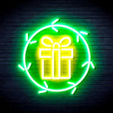 ADVPRO Christmas Present in Holly Wreath Ultra-Bright LED Neon Sign fnu0099 - Green & Yellow
