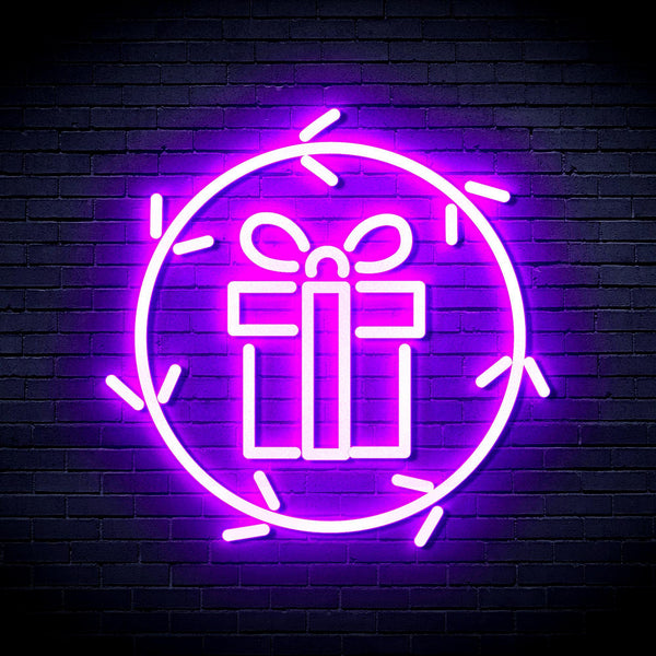 ADVPRO Christmas Present in Holly Wreath Ultra-Bright LED Neon Sign fnu0099 - Purple