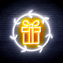 ADVPRO Christmas Present in Holly Wreath Ultra-Bright LED Neon Sign fnu0099 - White & Golden Yellow