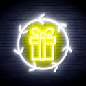 ADVPRO Christmas Present in Holly Wreath Ultra-Bright LED Neon Sign fnu0099 - White & Yellow
