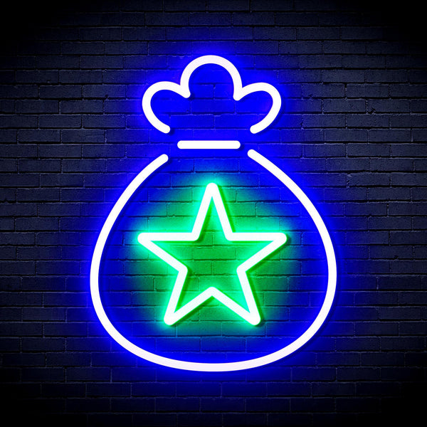 ADVPRO Snata Claus Bag Ultra-Bright LED Neon Sign fnu0104 - Green & Blue