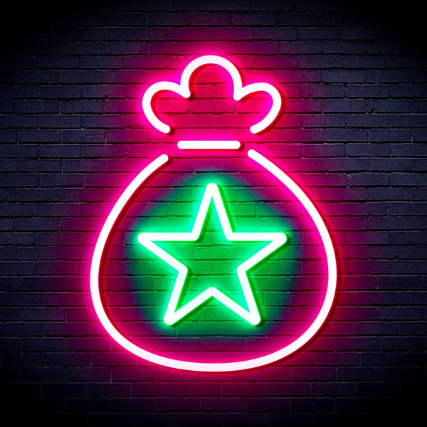 ADVPRO Snata Claus Bag Ultra-Bright LED Neon Sign fnu0104 - Green & Pink
