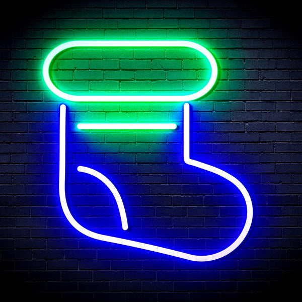 ADVPRO Christmas Sock Ultra-Bright LED Neon Sign fnu0105 - Green & Blue