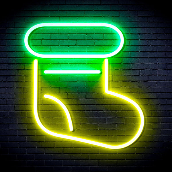 ADVPRO Christmas Sock Ultra-Bright LED Neon Sign fnu0105 - Green & Yellow