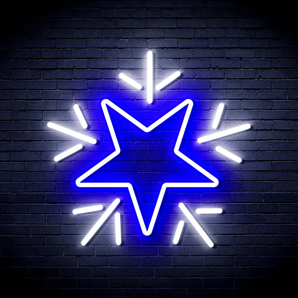 ADVPRO Flashing Star Ultra-Bright LED Neon Sign fnu0106 - White & Blue