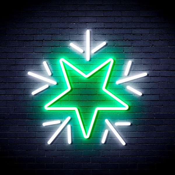 ADVPRO Flashing Star Ultra-Bright LED Neon Sign fnu0106 - White & Green