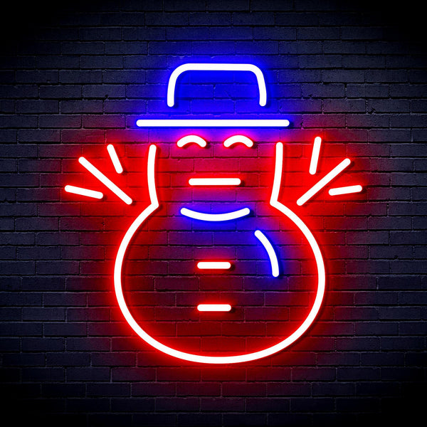 ADVPRO Snowman Ultra-Bright LED Neon Sign fnu0107 - Red & Blue