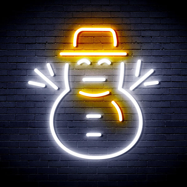 ADVPRO Snowman Ultra-Bright LED Neon Sign fnu0107 - White & Golden Yellow