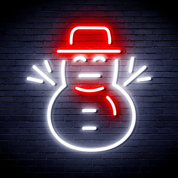 ADVPRO Snowman Ultra-Bright LED Neon Sign fnu0107 - White & Red