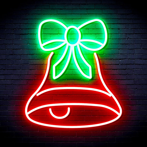 ADVPRO Christmas Bell with Ribbon Ultra-Bright LED Neon Sign fnu0111 - Green & Red