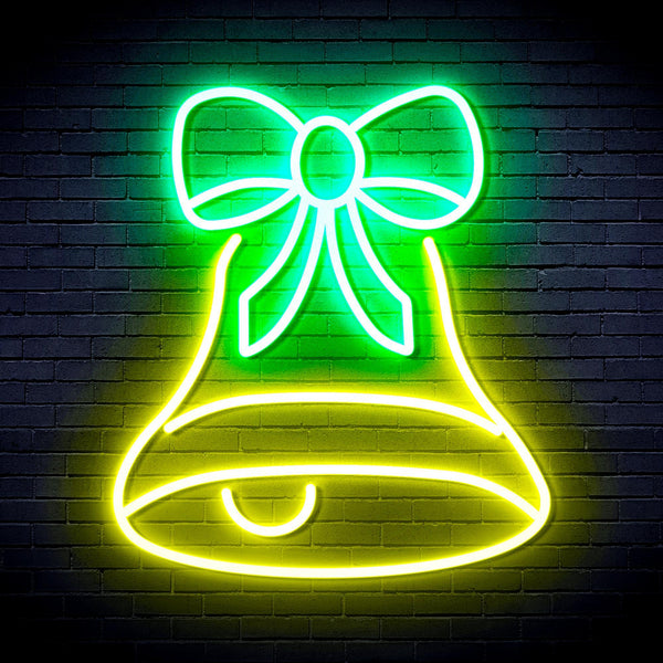 ADVPRO Christmas Bell with Ribbon Ultra-Bright LED Neon Sign fnu0111 - Green & Yellow