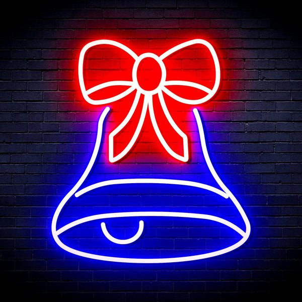 ADVPRO Christmas Bell with Ribbon Ultra-Bright LED Neon Sign fnu0111 - Red & Blue