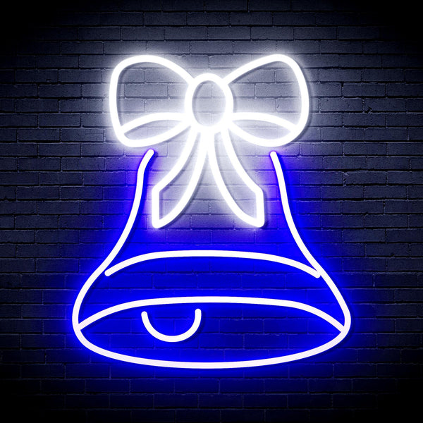 ADVPRO Christmas Bell with Ribbon Ultra-Bright LED Neon Sign fnu0111 - White & Blue