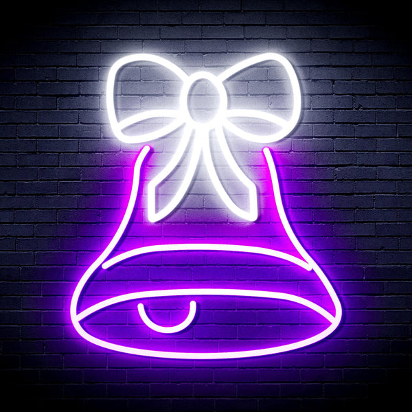 ADVPRO Christmas Bell with Ribbon Ultra-Bright LED Neon Sign fnu0111 - White & Purple