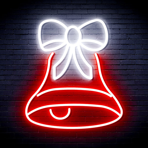 ADVPRO Christmas Bell with Ribbon Ultra-Bright LED Neon Sign fnu0111 - White & Red