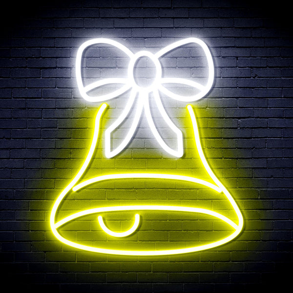 ADVPRO Christmas Bell with Ribbon Ultra-Bright LED Neon Sign fnu0111 - White & Yellow