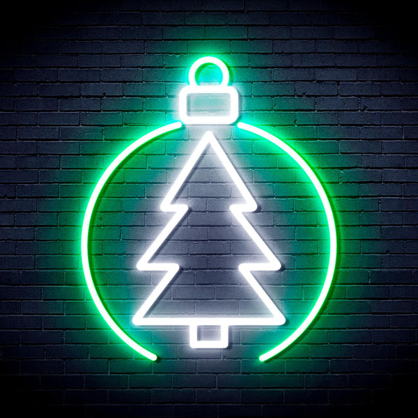 ADVPRO Christmas Tree Ornament Ultra-Bright LED Neon Sign fnu0113 - White & Green