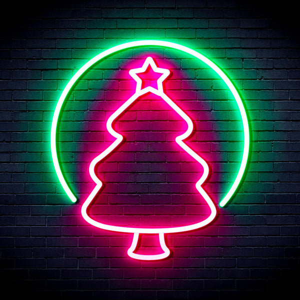 ADVPRO Christmas Tree Ornament Ultra-Bright LED Neon Sign fnu0114 - Green & Pink