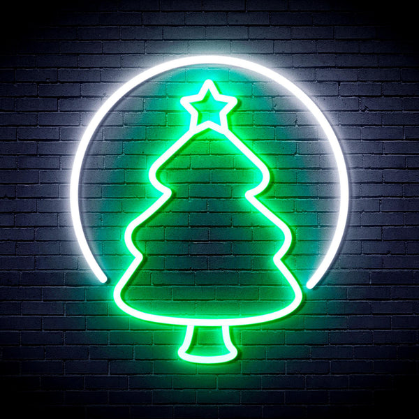 ADVPRO Christmas Tree Ornament Ultra-Bright LED Neon Sign fnu0114 - White & Green