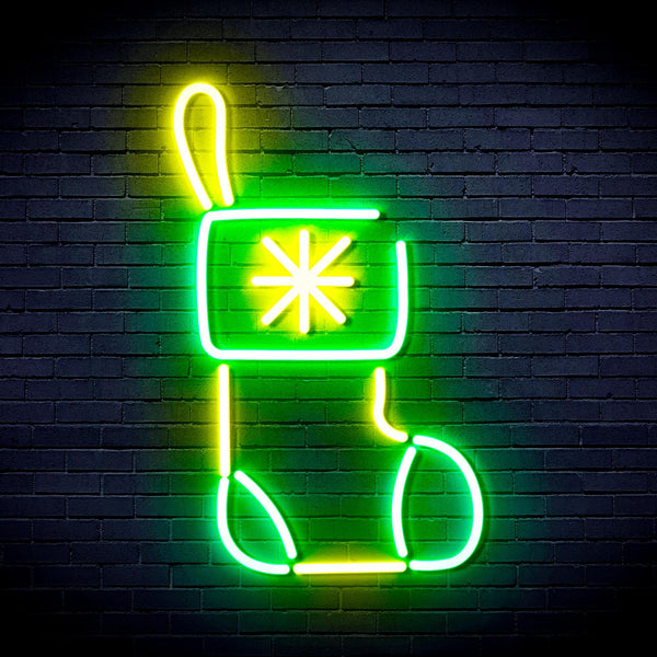 ADVPRO Christmas Sock Ultra-Bright LED Neon Sign fnu0117 - Green & Yellow