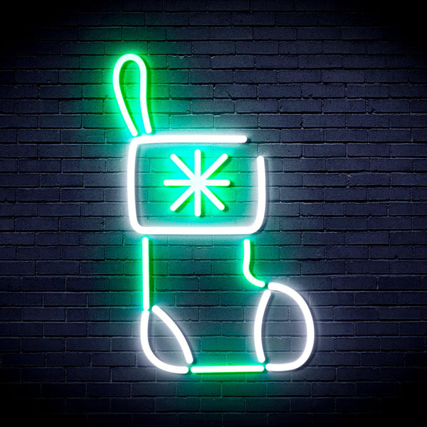 ADVPRO Christmas Sock Ultra-Bright LED Neon Sign fnu0117 - White & Green