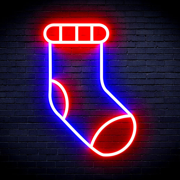 ADVPRO Christmas Sock Ultra-Bright LED Neon Sign fnu0123 - Blue & Red