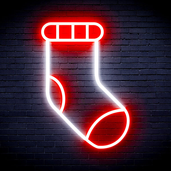 ADVPRO Christmas Sock Ultra-Bright LED Neon Sign fnu0123 - White & Red