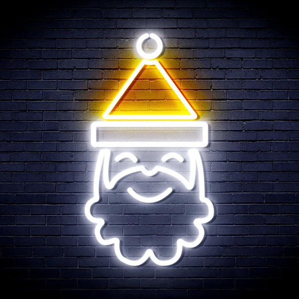 ADVPRO Santa Claus Face Ultra-Bright LED Neon Sign fnu0131 - White & Golden Yellow