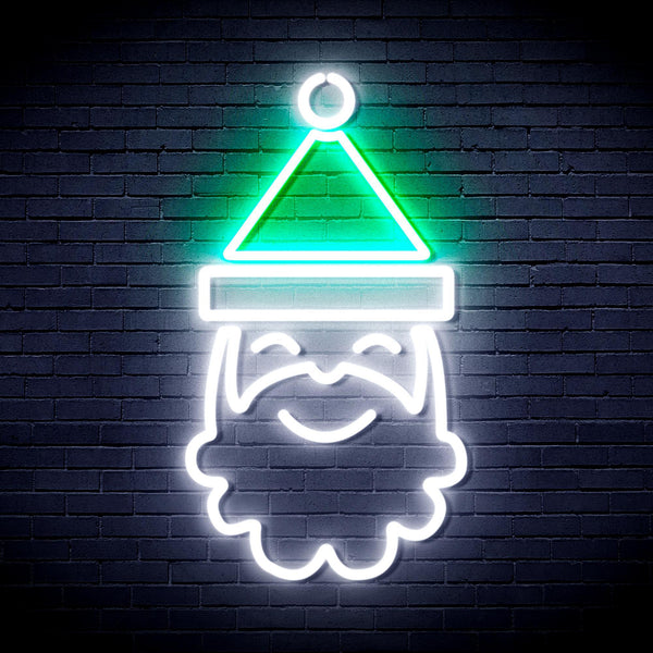 ADVPRO Santa Claus Face Ultra-Bright LED Neon Sign fnu0131 - White & Green