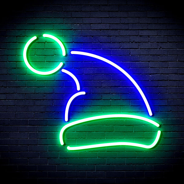 ADVPRO Christmas Hat Ultra-Bright LED Neon Sign fnu0133 - Green & Blue