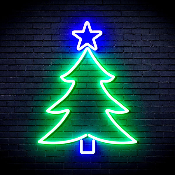 ADVPRO Christmas Tree and Star Ultra-Bright LED Neon Sign fnu0136 - Green & Blue