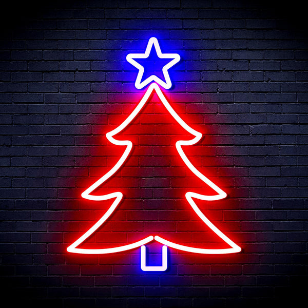 ADVPRO Christmas Tree and Star Ultra-Bright LED Neon Sign fnu0136 - Red & Blue