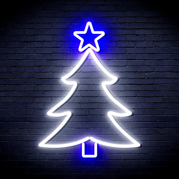 ADVPRO Christmas Tree and Star Ultra-Bright LED Neon Sign fnu0136 - White & Blue