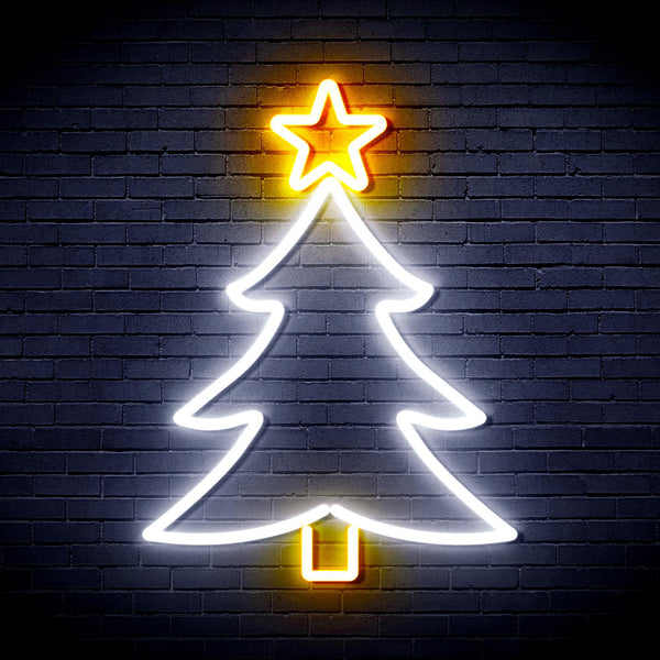 ADVPRO Christmas Tree and Star Ultra-Bright LED Neon Sign fnu0136 - White & Golden Yellow