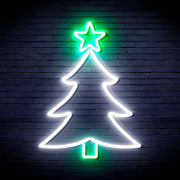 ADVPRO Christmas Tree and Star Ultra-Bright LED Neon Sign fnu0136 - White & Green