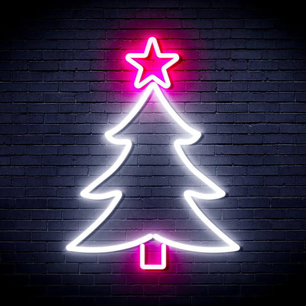 ADVPRO Christmas Tree and Star Ultra-Bright LED Neon Sign fnu0136 - White & Pink