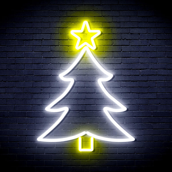 ADVPRO Christmas Tree and Star Ultra-Bright LED Neon Sign fnu0136 - White & Yellow