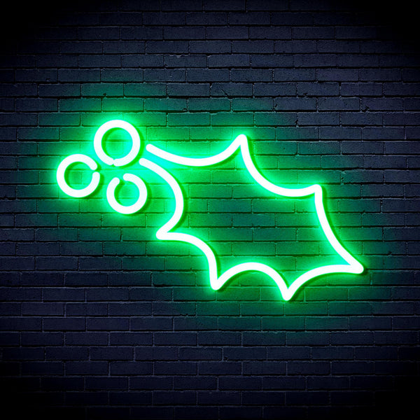 ADVPRO Christmas Holly Leaf and Berry Ultra-Bright LED Neon Sign fnu0137 - Golden Yellow