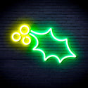 ADVPRO Christmas Holly Leaf and Berry Ultra-Bright LED Neon Sign fnu0137 - Green & Yellow
